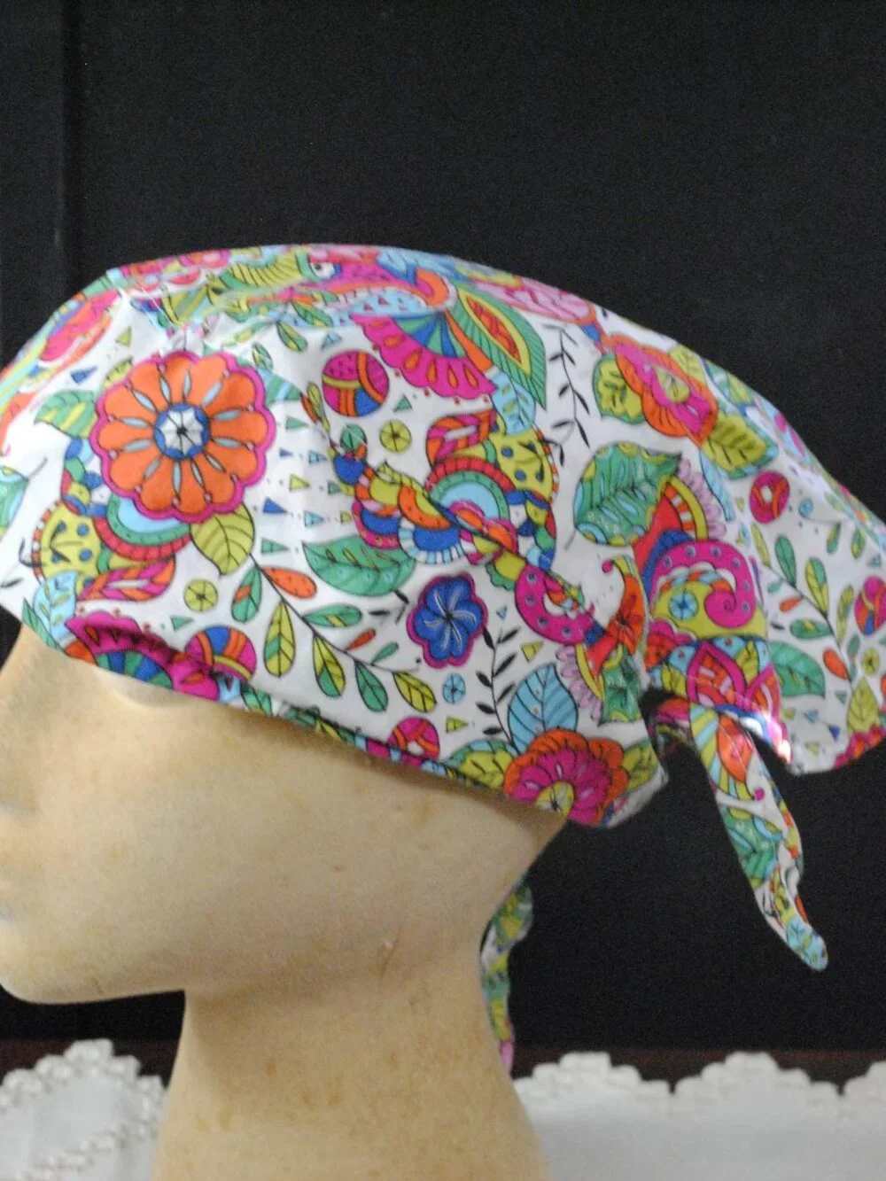 Handmade Multicolored Floral Surgery Medical Bouffant Scrub Hat